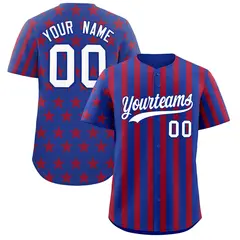 Royal Blue Red American Flag Graffiti Baseball Jersey 1