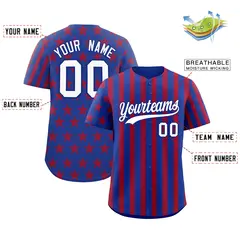Royal Blue Red American Flag Graffiti Baseball Jersey 2