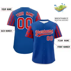 Royal Blue Red American Flag Raglan Baseball Jersey 2