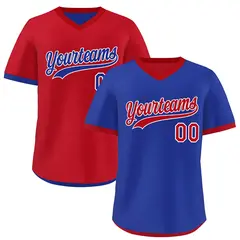 Royal Blue Red Reversible Pullover Baseball Jersey
