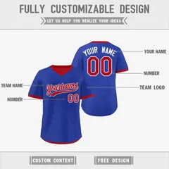 Royal Blue Red Reversible Pullover Baseball Jersey 3