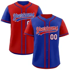 Royal Blue Red Reversible Raglan Baseball Jersey