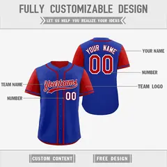 Royal Blue Red Reversible Raglan Baseball Jersey 3