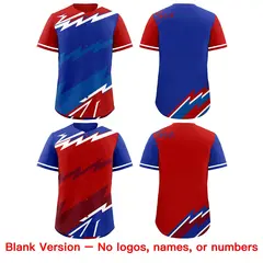 Royal Blue Red Royal Reversible Baseball Jersey Lightning & Graffiti Pattern 8
