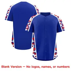Royal Blue Red Side Camo Baseball Jersey 7