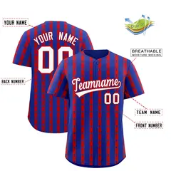 Royal Blue Red Thick Stripes Star Pattern Baseball Jersey 2