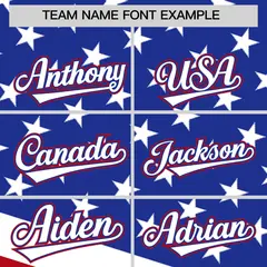 Royal Blue Red White American Flag Graffiti Split Independence Day Baseball Jersey 3