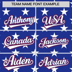 Royal Blue Red White American Flag Graffiti Split Independence Day Baseball Jersey 3