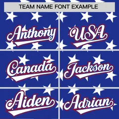 Royal Blue Red White American Flag Graffiti Split Independence Day Baseball Jersey 3