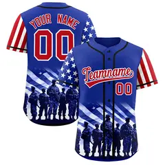 Royal Blue Red White American Flag Graffiti Split Independence Day Baseball Jersey