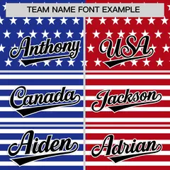 Royal Blue Red White American Flag Graffiti Split Independence Day Baseball Jersey 3