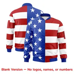 Royal Blue Red White American Flag Independence Day Full Zip Wrinkle-Resistant Jacket 6