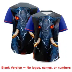 Royal Blue Red White Elephant Graffiti Baseball Jersey 7