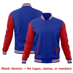 Royal Blue Red White Raglan Sleeve Cotton Letterman Jacket 6