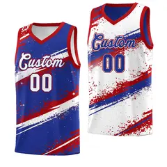 Royal Blue Red White Reversible Basketball Jersey Stellar Strike 1