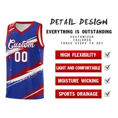 Royal Blue Red White Reversible Basketball Jersey Stellar Strike 3