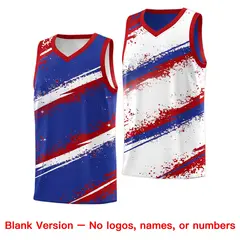 Royal Blue Red White Reversible Basketball Jersey Stellar Strike 7