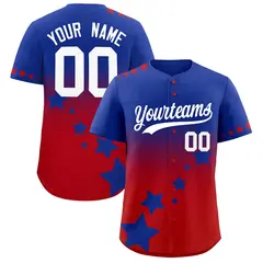 Royal Blue Red White Rising Stars Gradient Baseball Jersey 1