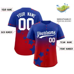 Royal Blue Red White Rising Stars Gradient Baseball Jersey 2