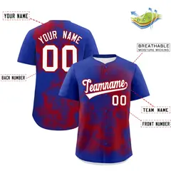 Royal Blue Red White Skeleton Graffiti Baseball Jersey 2