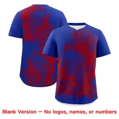 Royal Blue Red White Skeleton Graffiti Baseball Jersey 8