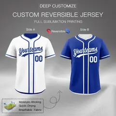 Royal Blue Reversible Baseball Jersey Moisture-Wicking 2