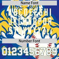 Royal Blue Royal Gold Full-Snap Tiger Graffiti Baseball Jersey 7