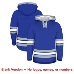 Royal Blue Silver Lace-Up Neck Classic Hockey Hoodie 7