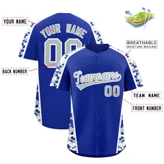 Royal Blue Silver Side Camo Baseball Jersey 2