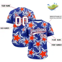 Royal Blue Star Graffiti Baseball Jersey 2