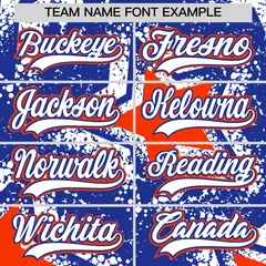 Royal Blue Star Graffiti Baseball Jersey 6