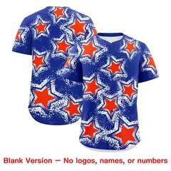 Royal Blue Star Graffiti Baseball Jersey 8