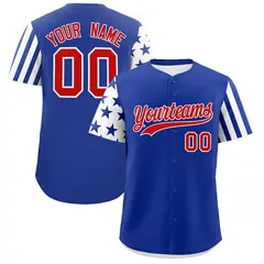 Royal Blue White American Flag Raglan Baseball Jersey