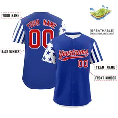 Royal Blue White American Flag Raglan Baseball Jersey 2