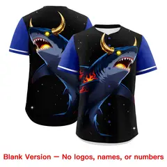 Royal Blue White Animal Graffiti Pattern Baseball Jersey 7