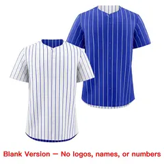 Royal Blue White Black Reversible Stripe Baseball Jersey 8