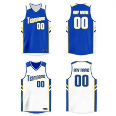 Royal Blue-White Double Side Basketball Jersey 1