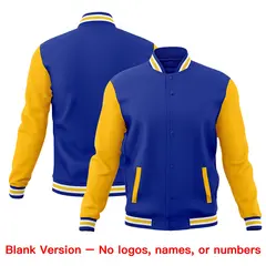 Royal Blue White Gold Raglan Sleeves Letterman Cotton Jacket 6