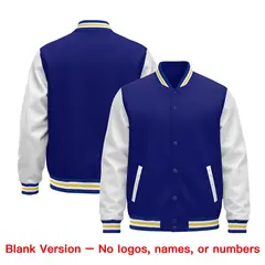 Royal Blue White Gold Raglan Varsity Full-Snap Leather Sleeves Letterman Jacket 2