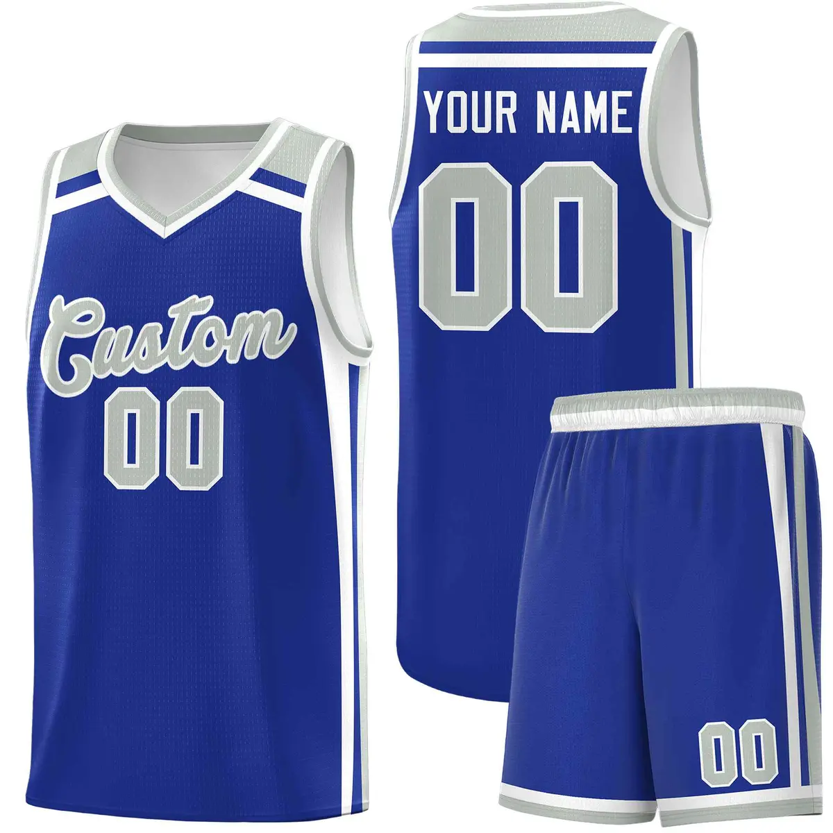 Royal Blue White Gray Charge Series Team Basketball Jersey