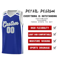 Royal Blue White Gray Charge Series Team Basketball Jersey 2
