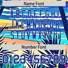 Royal Blue White Hawaiian Graffiti Palm Tree Baseball Jersey 4