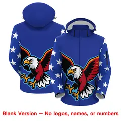 Royal Blue White Independence Day American Flag Waterproof Jacket 6