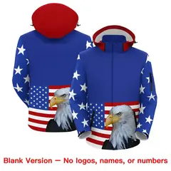 Royal Blue White Independence Day American Flag Waterproof Jacket 6