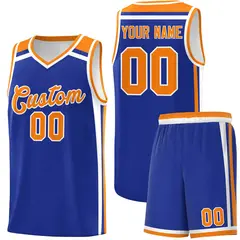 Royal Blue White Orange Charge Series Basketball Jersey