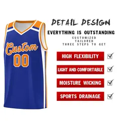 Royal Blue White Orange Charge Series Basketball Jersey 2