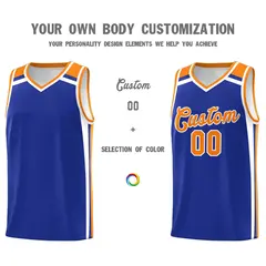 Royal Blue White Orange Charge Series Basketball Jersey 3