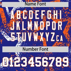 Royal Blue White Orange Graffiti Star Ink Baseball Jersey 4
