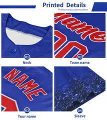 Royal Blue White Puzzle Elements Baseball Jersey 5