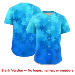 Royal Blue White Puzzle Elements Baseball Jersey 7